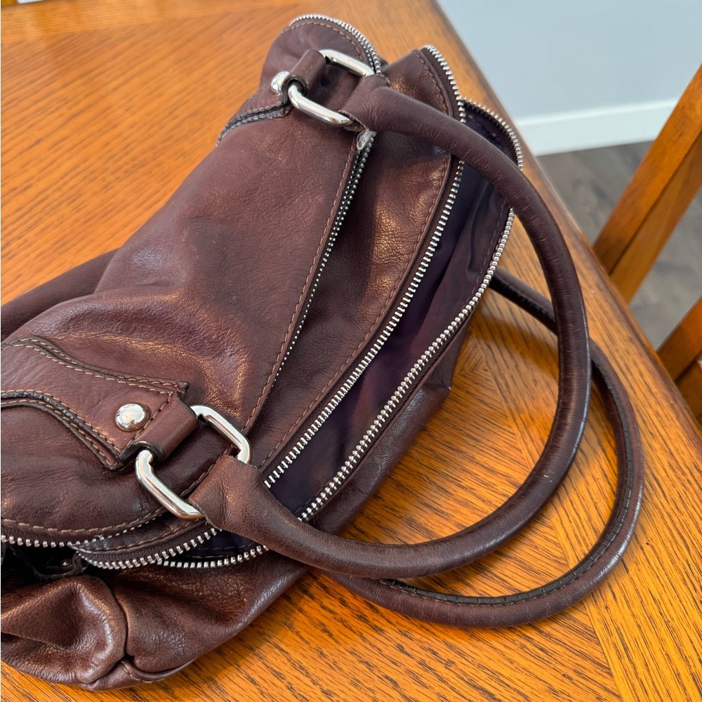 Elegant Brown Leather Handbag - Made in Italy - Picture 5 of 9